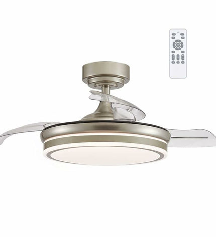 CristalRecord transparent ceiling fan with metal blades, 92 cm diameter, ideal for home cooling or kitchen ventilation.