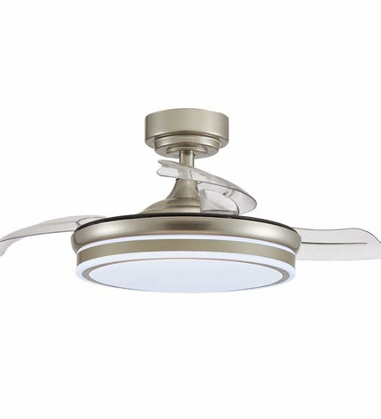 CristalRecord transparent ceiling fan with metal blades, 92 cm diameter, suitable for home and kitchen cooling.
