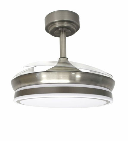 CristalRecord transparent ceiling fan with metal blades, 92 cm diameter, ideal for home and kitchen cooling.
