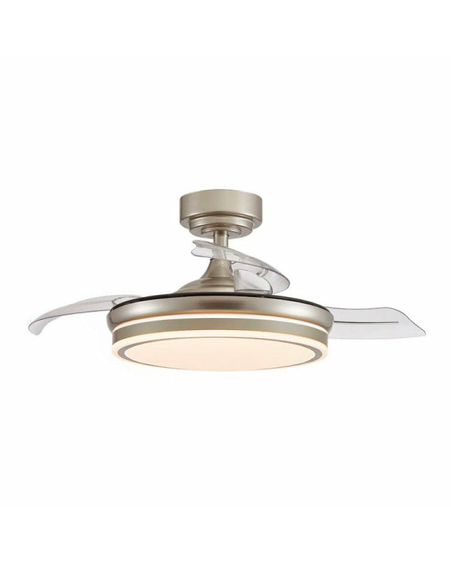 CristalRecord plafondventilator in transparant metaal, 92 cm diameter, voor huis en koken, draagbare airconditioning toepassing