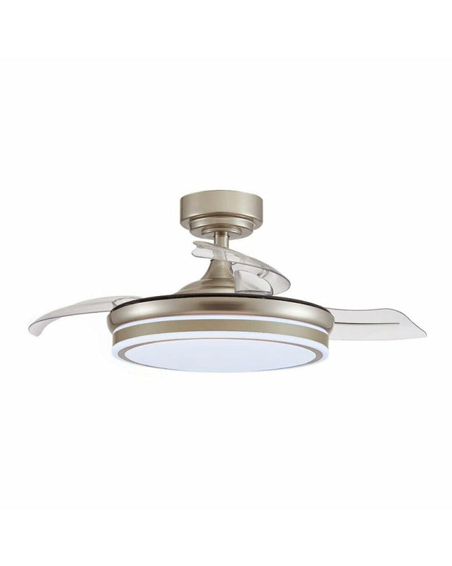 CristalRecord transparent ceiling fan with metal blades, 92 cm diameter, suitable for home cooling and ventilation.
