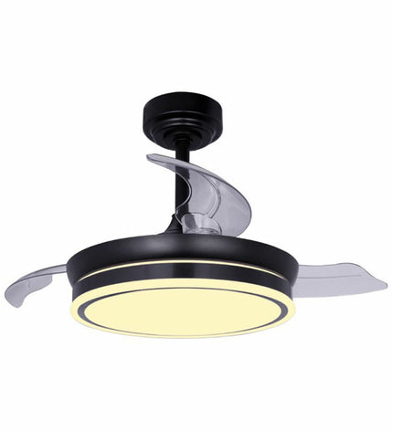 CristalRecord plafondventilator in zwart, modern design with blades and mounting bracket for home cooling.