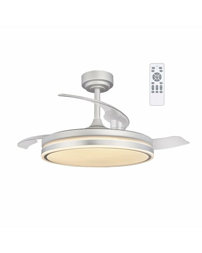 CristalRecord CristalRecord RETRACT moss gray ceiling fan with 72W for home and kitchen cooling, retractable design
