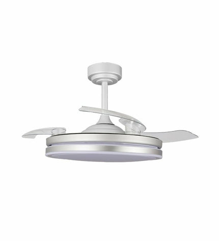 CristalRecord RETRACT MOSS gray ceiling fan with 72W motor, mounted on ceiling, modern design for home cooling and ventilation.