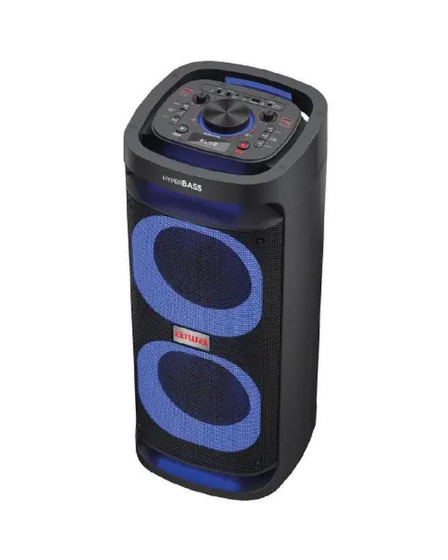 Aiwa KBTUS-D800 speakers showing sleek black design and front grille, part of electronic audio and hi-fi equipment.