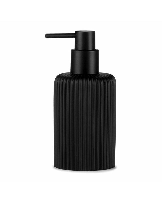 Black Andrea House soap dispenser with a 270 ml capacity, black plastic body, and compact design for bathroom or kitchen use.