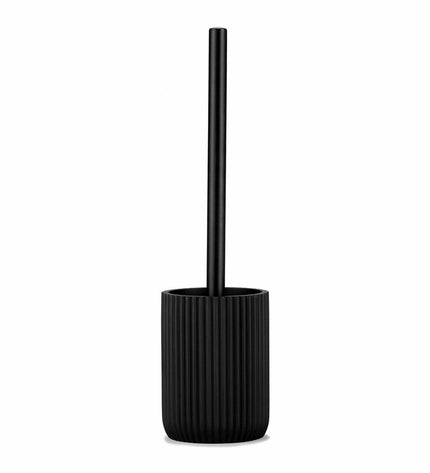 Black Andrea House toilet brush with matching holder, 36 cm tall, designed for bathroom cleaning and hygiene.