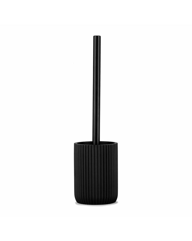 Black Andrea House toilet brush with matching holder, 36 cm tall, designed for bathroom cleaning and hygiene.