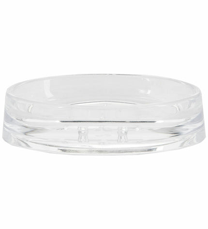 Transparent acrylic soap dish from Andrea House, 13x9 cm, suitable for bathroom and kitchen use, with a sleek rectangular design.