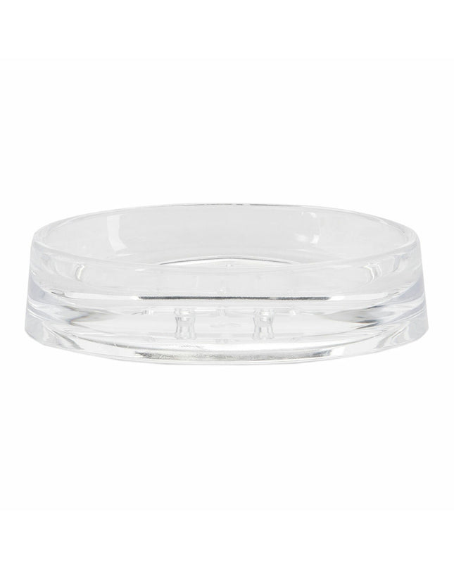 Transparent acrylic soap dish from Andrea House, 13x9 cm, suitable for bathroom and kitchen use, with a sleek rectangular design.