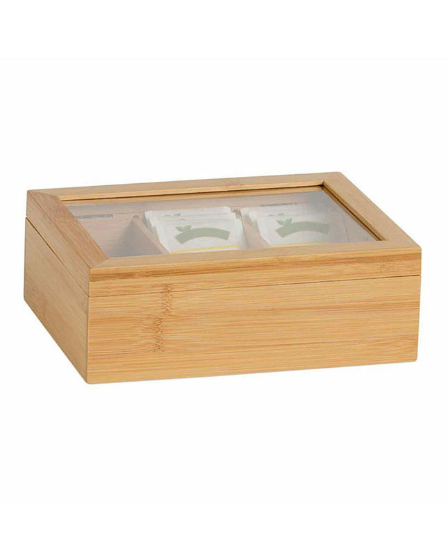 Andrea House bamboo infusion box for tea and coffee, 21x16x7.5 cm, wooden storage container for infusions and tea leaves