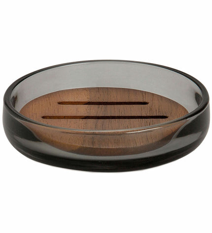 Andrea House Zeepschaal in grijs kristal acacia, stylish soap dish for bathroom and kitchen use, durable and elegant design.