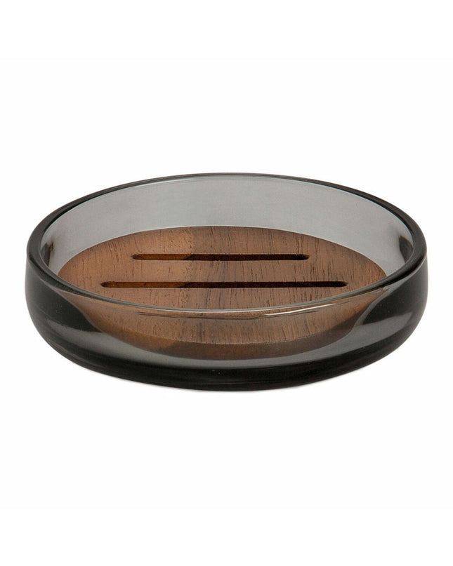 Andrea House Zeepschaal in grijs kristal acacia, stylish soap dish for bathroom and kitchen use, durable and elegant design.