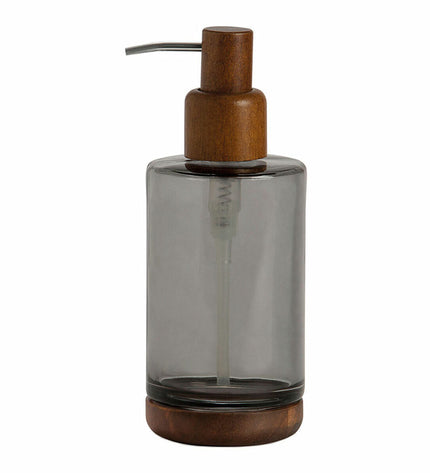 Andrea House Zeepdispenser in grijs kristal for badkamer en keuken, modern design with sleek, transparent finish.