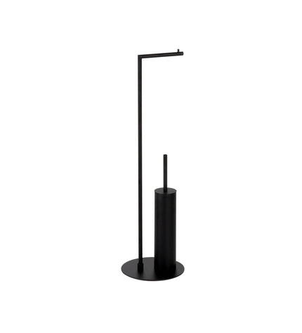 Andrea House toilet paper holder with brush stand, bathroom accessory in modern design for toilet paper and cleaning tools.