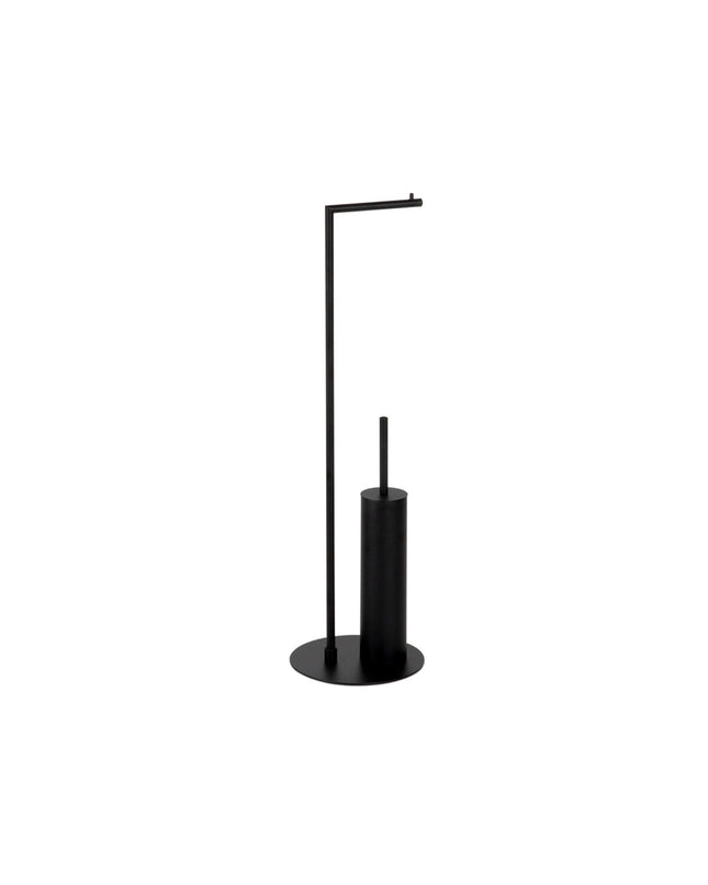 Andrea House toilet paper holder with brush stand, bathroom accessory in modern design for toilet paper and cleaning tools.