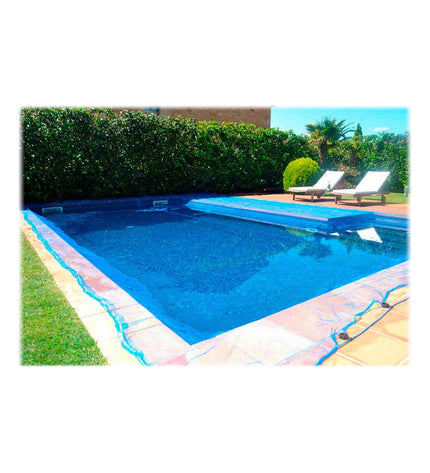 Blue Fun&Go Leaf Pool cover for 6x10m garden pool, made of durable material, designed to protect and keep the pool clean.