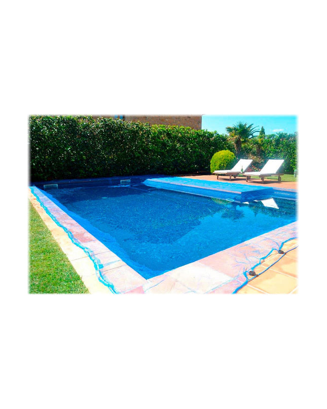 Blue Fun&Go Leaf Pool cover for 4x4 meter garden pools, designed to keep debris out and protect the pool.