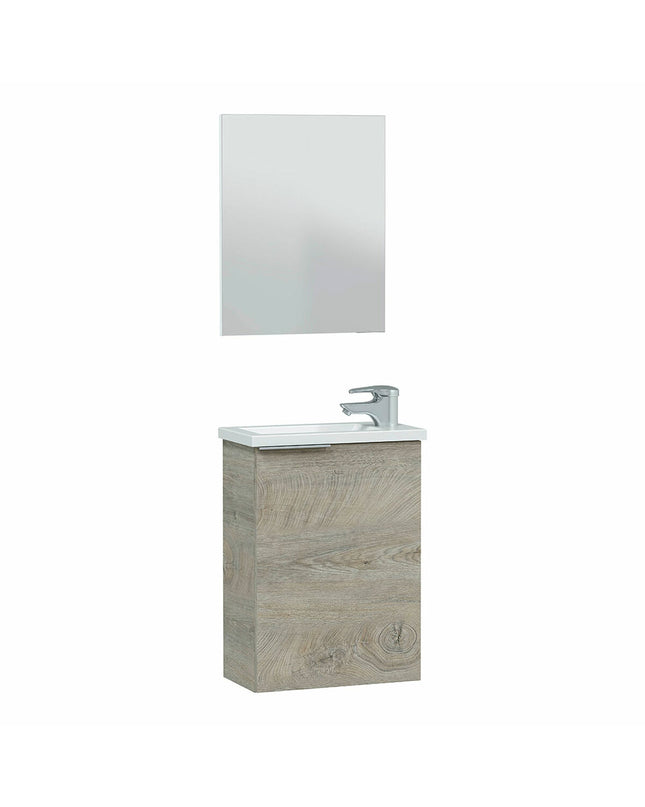 Forés Plank met hanger en spiegel voor badkamer, bruin, huis en koken decor, modern badkamer accessoire