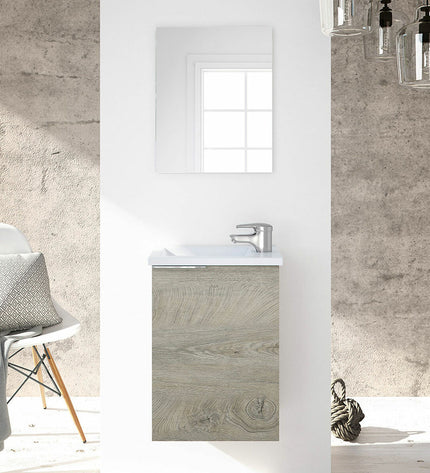Forés Bruin Plank with hanger and mirror, bathroom accessory for house and kitchen use, featuring wooden design and functional storage