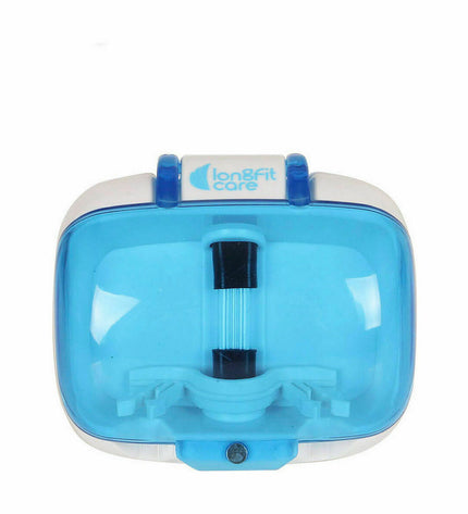 LongFit Care UV sterilizer for toothbrushes, two white sanitizing units with digital display, designed for bathroom use.