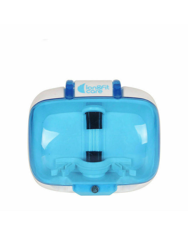 LongFit Care UV sterilizer for toothbrushes, two white sanitizing units with digital display, designed for bathroom use.