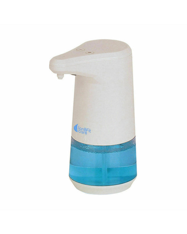 LongFit Care automatic soap dispenser with sensor, designed for bathroom and kitchen use, shown as a set of two in the image.
