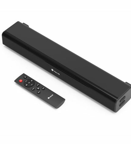Black NGS SUBWAY wireless soundbar with sleek design, compact size, and audio controls for high-quality home sound system.