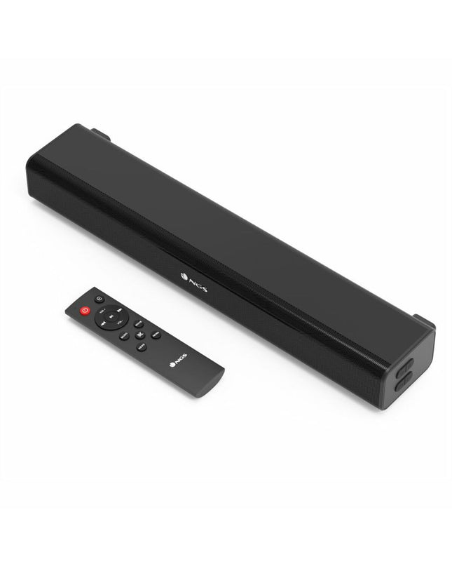 Black NGS SUBWAY wireless soundbar with sleek design, compact size, and audio controls for high-quality home sound system.