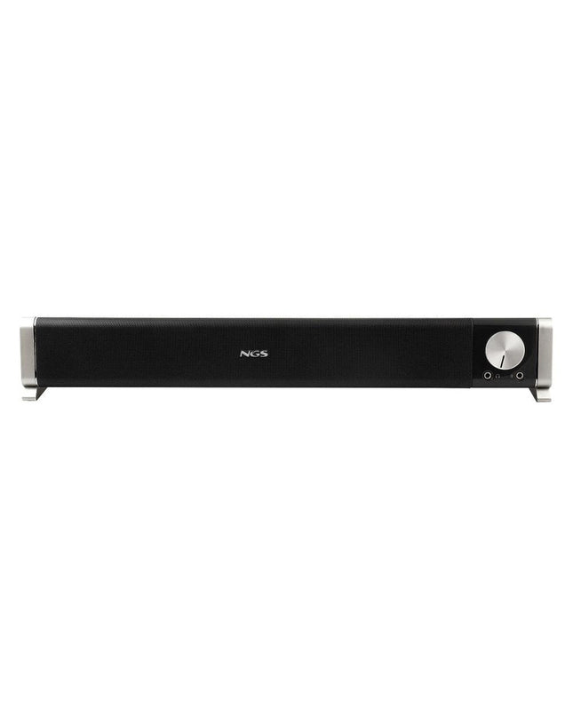 NGS SB500BT black soundbar for audio and hi-fi, featuring sleek electronic design and Bluetooth connectivity.