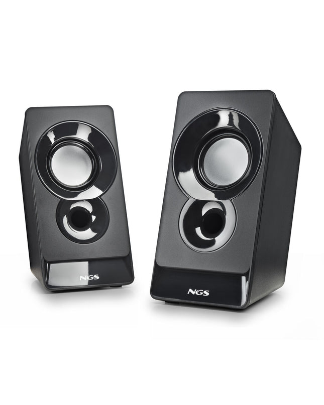 NGS SB210 speakers for audio and hi-fi equipment, compact electronic speakers with stylish black design.