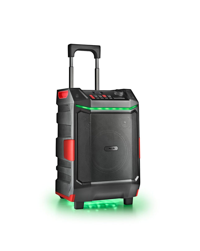 Portable NGS WILDBASH Bluetooth® speaker with rugged design, black color, and control buttons visible in the image.