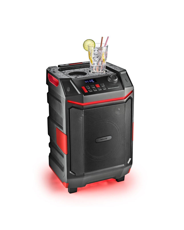 Portable NGS WILDBASH Bluetooth speaker for audio and hi-fi, showing the compact design and control buttons on top.