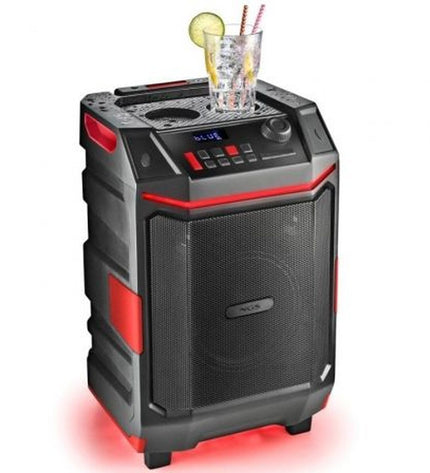 Portable NGS WILDBASH Bluetooth speaker with rugged design, USB port, and control buttons visible in the image.