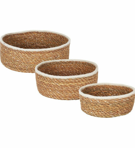 Privilege Basket spelset with woven design, 17 cm, three parts, suitable for household and bathroom use.