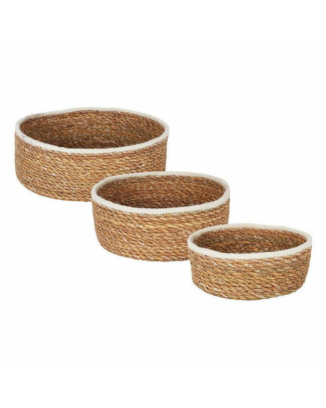 Privilege Basket spelset with woven design, 17 cm, three parts, suitable for household and bathroom use.