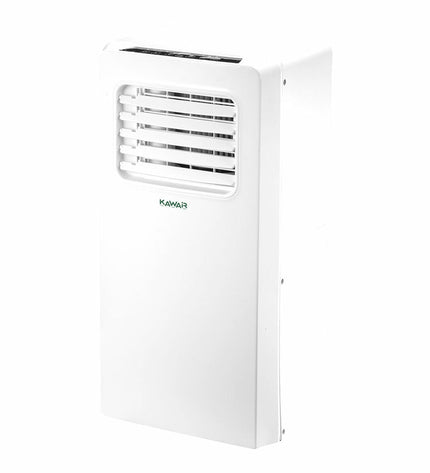 Kawair portable air conditioning unit with 2600W power, suitable for home cooling, shown in a home setting.