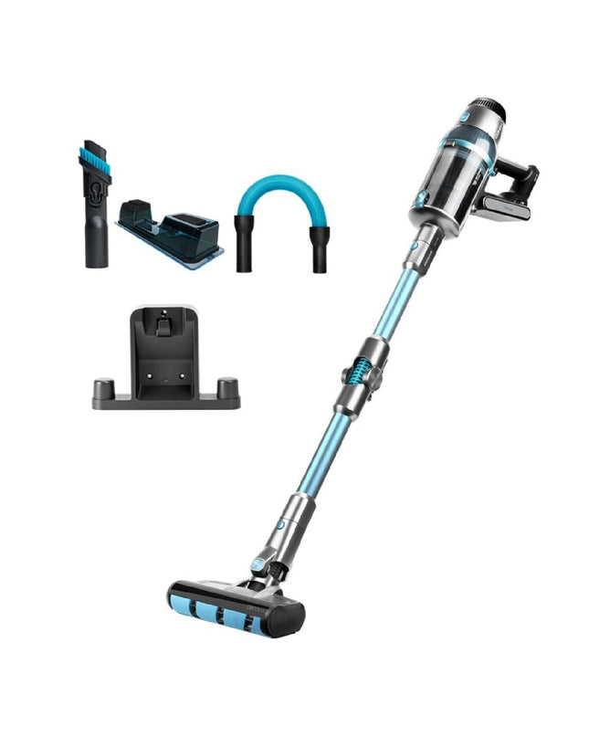 Cecotec Conga Rockstar 1700 Advance ErgoWet cordless vacuum cleaner for home cleaning, shown in use on a hardwood floor.