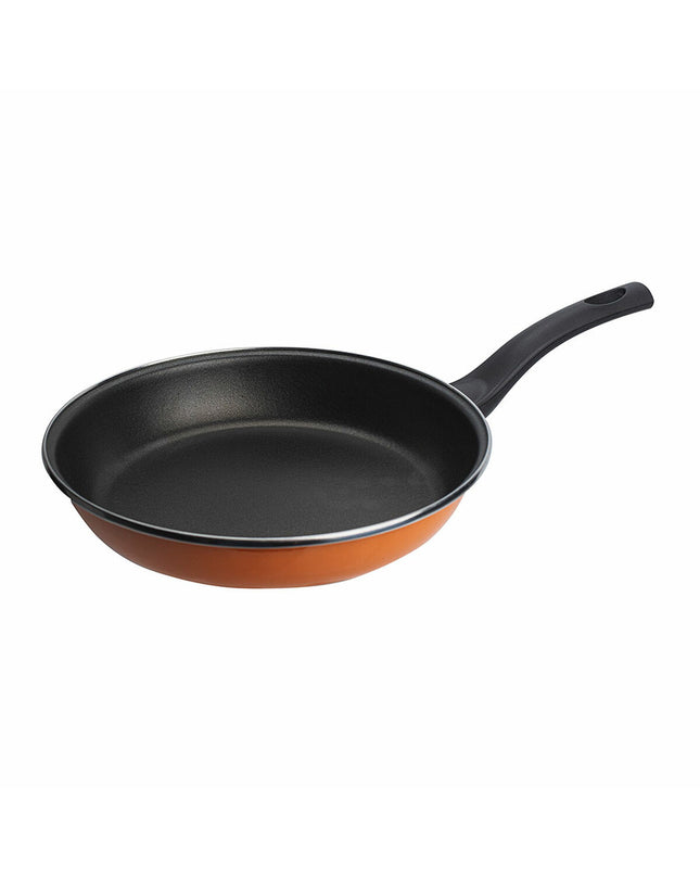 Black San Ignacio Valencia 22cm metal pan for cooking and household use, shown with its sturdy handles and smooth surface.