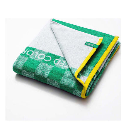 Benetton Groen strandhanddoek BE148 140x170 cm, large cotton beach towel with striped design for home or beach use