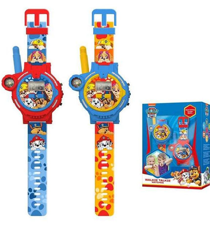 Kids Licensing walkie-talkie set with two electronic toys designed for children, featuring colorful buttons and compact handheld design.