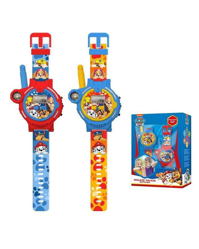 Kids Licensing walkie-talkie set with two electronic toys designed for children, featuring colorful buttons and compact handheld design.