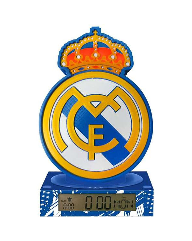 Real Madrid C.F. Radioklok toy electronic clock with team logo and colorful display, designed for fans of Real Madrid football club.