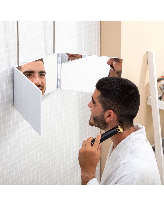 InnovaGoods bathroom mirror with LED lighting and 360º view, sleek design with illuminated edges for modern bathroom decor.