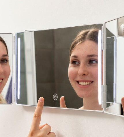 InnovaGoods Badkamerspiegel met LED-verlichting en 360º zicht, rechthoekige badkamerspiegel voor huis en koken, moderne badkameraccessoire