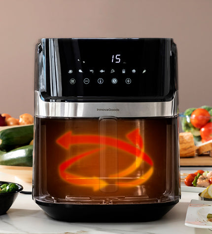 InnovaGoods Fryinn Pro 5500 black air fryer with 5.5L capacity, 1700W, stainless steel exterior, compact kitchen appliance