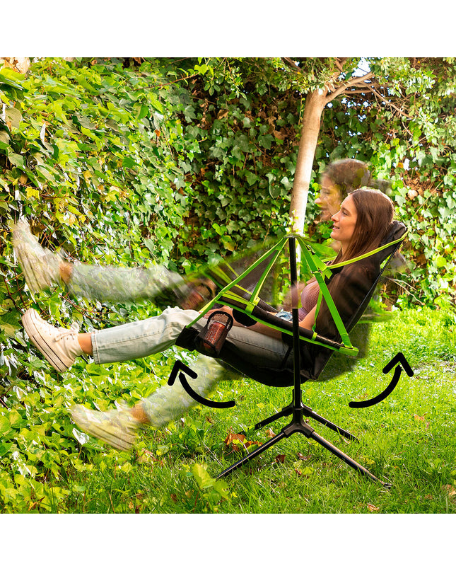 InnovaGoods foldable camping hammock chair for outdoor camping and hiking, lightweight and portable for outdoor relaxation.