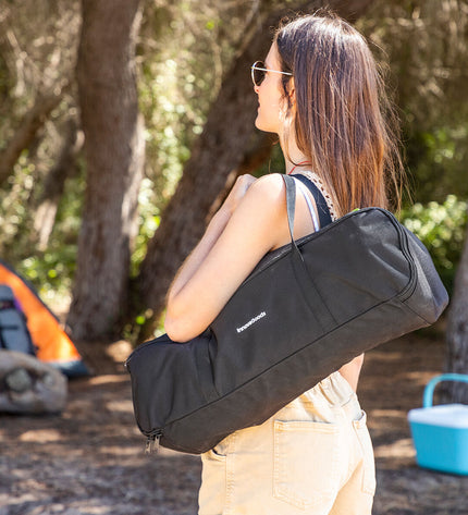 InnovaGoods collapsible camping swing chair for outdoor camping and hiking, lightweight and portable for outdoor relaxation.