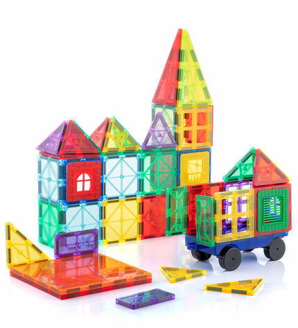 InnovaGoods Magoks magnetic 3D building blocks set with 57 pieces for creative construction and imaginative play.