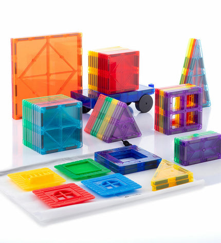 InnovaGoods Magoks magnetic 3D building blocks toy set with 57 colorful pieces for creative play and construction.